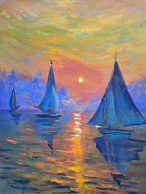 Claude Monet French (1840–1926)  Oil on canvas, in the style of, the Renoir, Sisley, Pissarro
