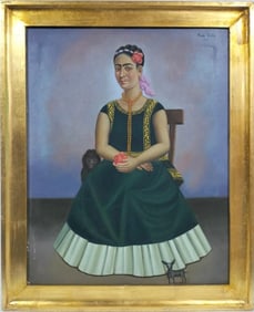 Frida Kahlo Mexican (1907–1954)  Oil on canvas in the style of, the Rivera, Orozco, Siqueiros