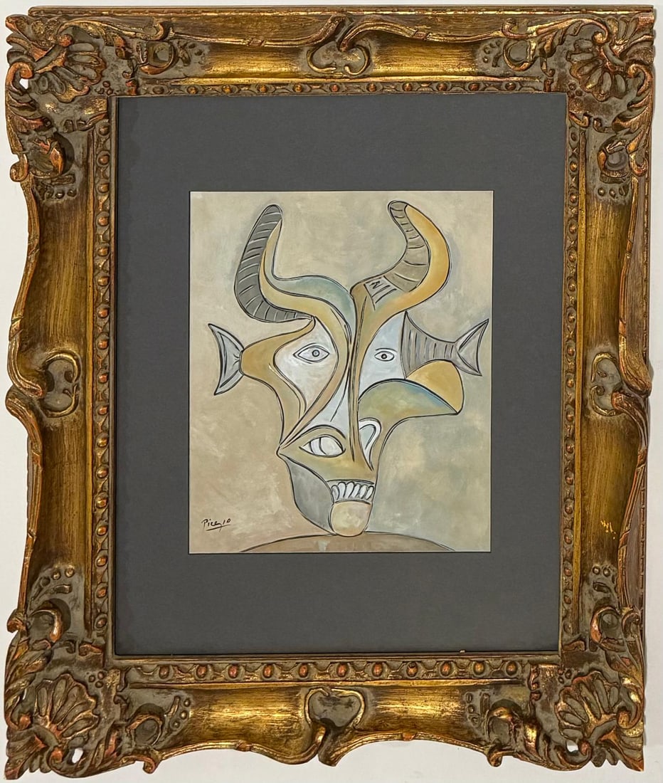 Pablo Picasso Spanish (1881–1973)  Gouache on paper in the style of, the Braque, Gris, Léger (1 of 6)