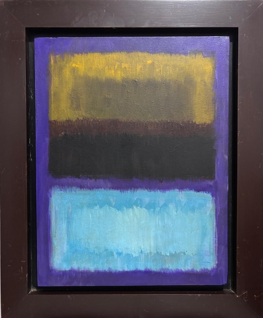 Mark Rothko American (1903–1970) Oil on canvas in the style of, the Newman, Still Era: Title: Untitled (Violet, Ochre, and Blue) Technique: Oil on canvas Measures: 22 x 14 inches Year: 1957 Condition: Very Good Provenance: Acquired directly from the artist’s New York studio by Jonatha