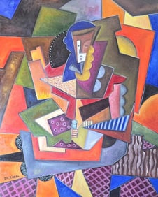 Diego  Rivera Mexican (1886-1957) Oil on canvas in the style of, the Picasso, Braque, Gris