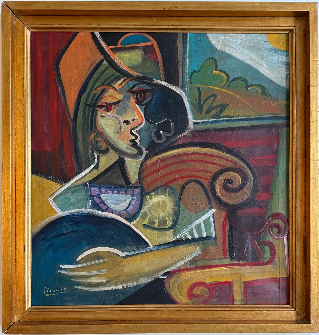 Pablo Picasso Spanish (1881–1973)  Oil on canvas in the style of, the Braque, Léger, Gris Era (1 of 9)