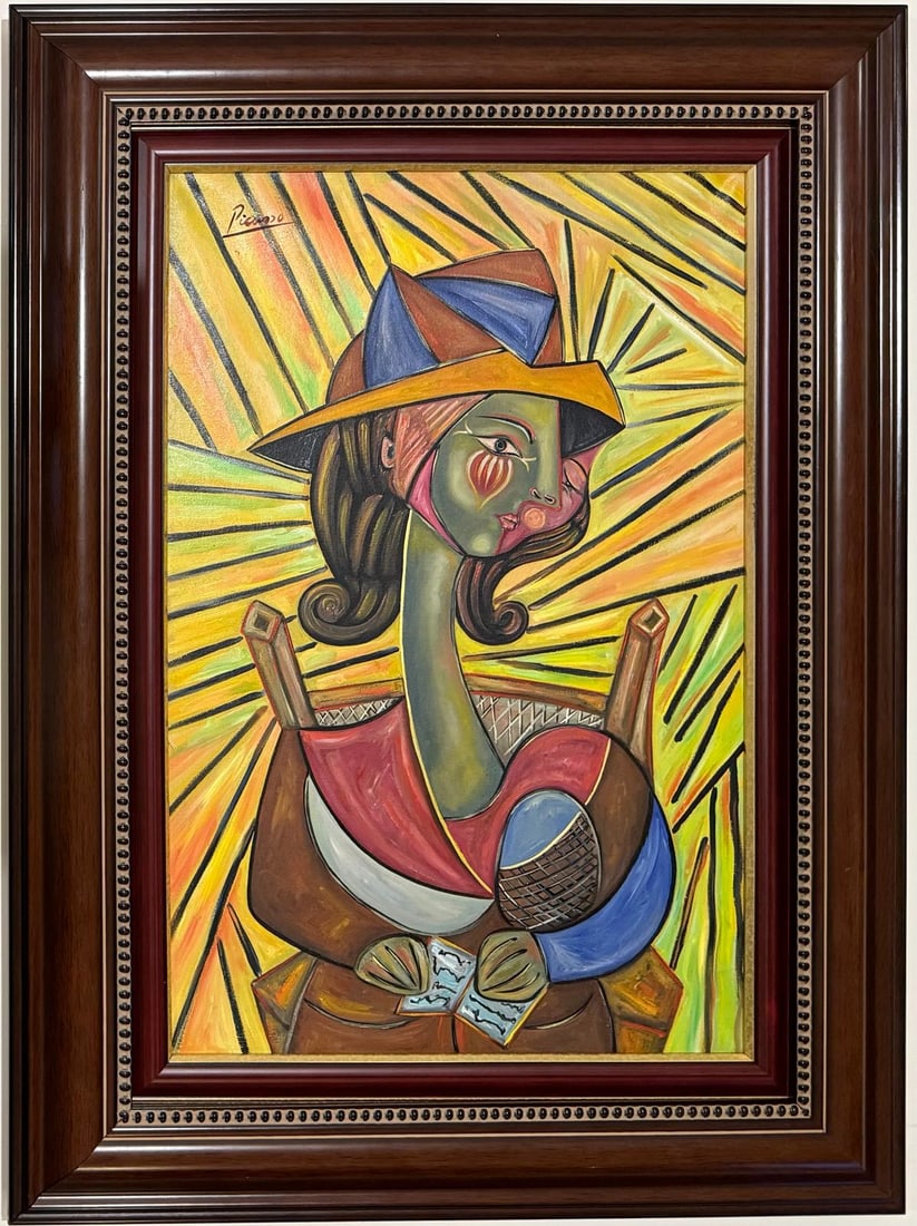 Pablo Picasso Spanish Gouache on Paper In The Style Of. Dali, Magritte, Chagall & Picasso Era: Title: Portrait d’homme barbu Technique: Gouache on paper Measures: 8 x 7 inches Year: 1901 Condition: Good Provenance: Private Collection Originally acquired in Paris by Jacques Delafontaine, an