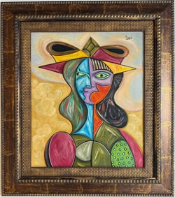 Pablo Picasso Spanish 1881-1973 Oil on Canvas in the style of . Dali,Magritte,Chagall & Picasso Era