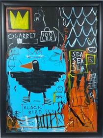 Jean-Michel Basquiat American 1960–1988, Oil on Canvas in the style of Warhol, Haring, Schnabel