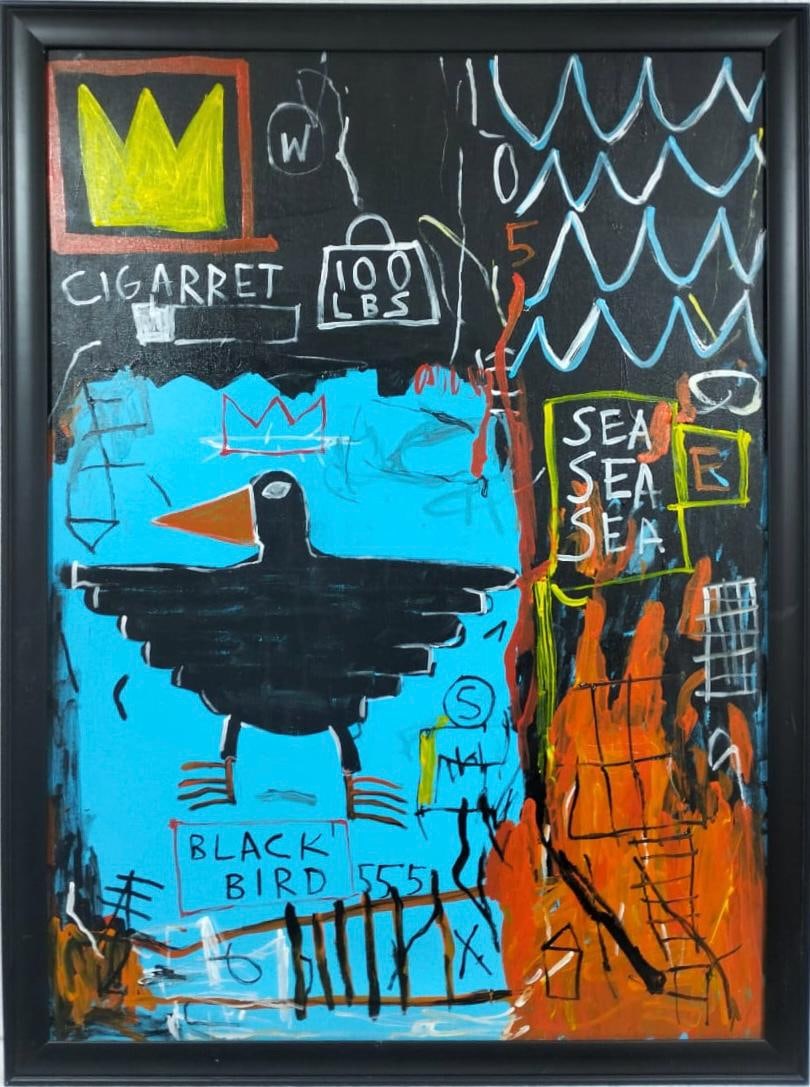 Jean-Michel Basquiat American 1960–1988, Oil on Canvas in the style of Warhol, Haring, Schnabel (1 of 8)