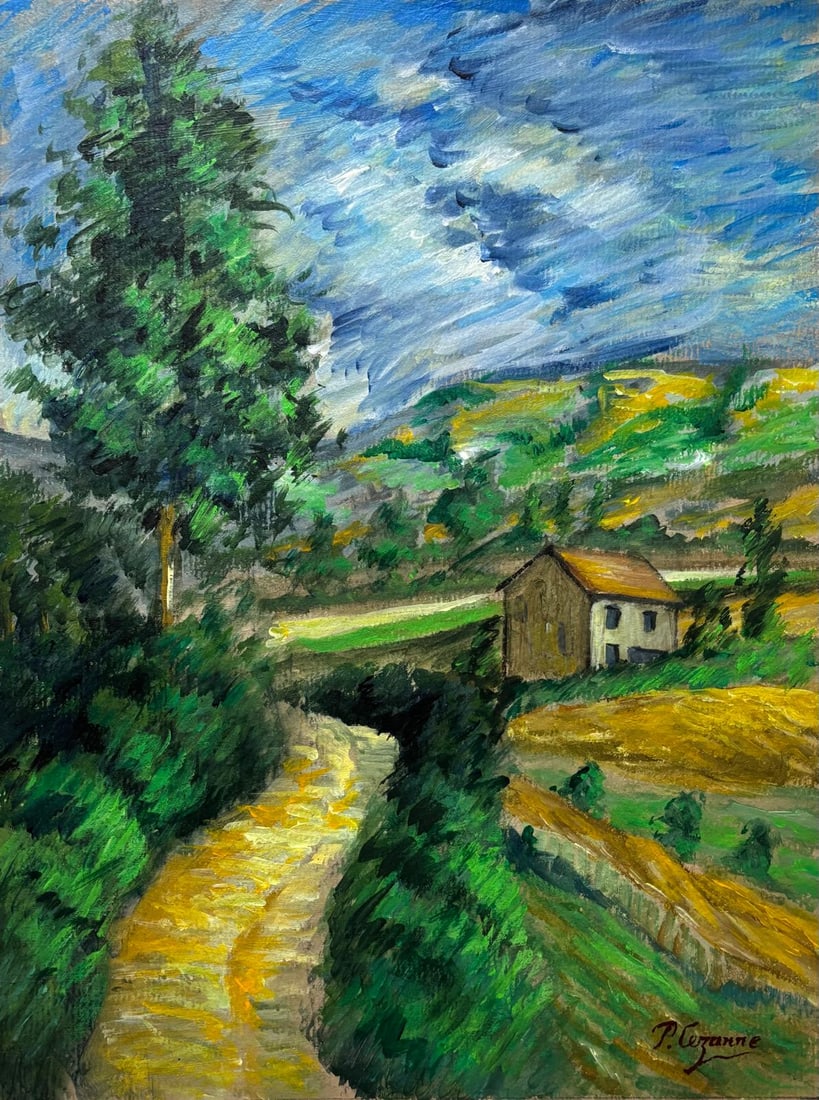 Paul Cézanne French 1839 - 1906 Watercolor on paper in the style of Monet, Renoir, Pissaro (1 of 5)