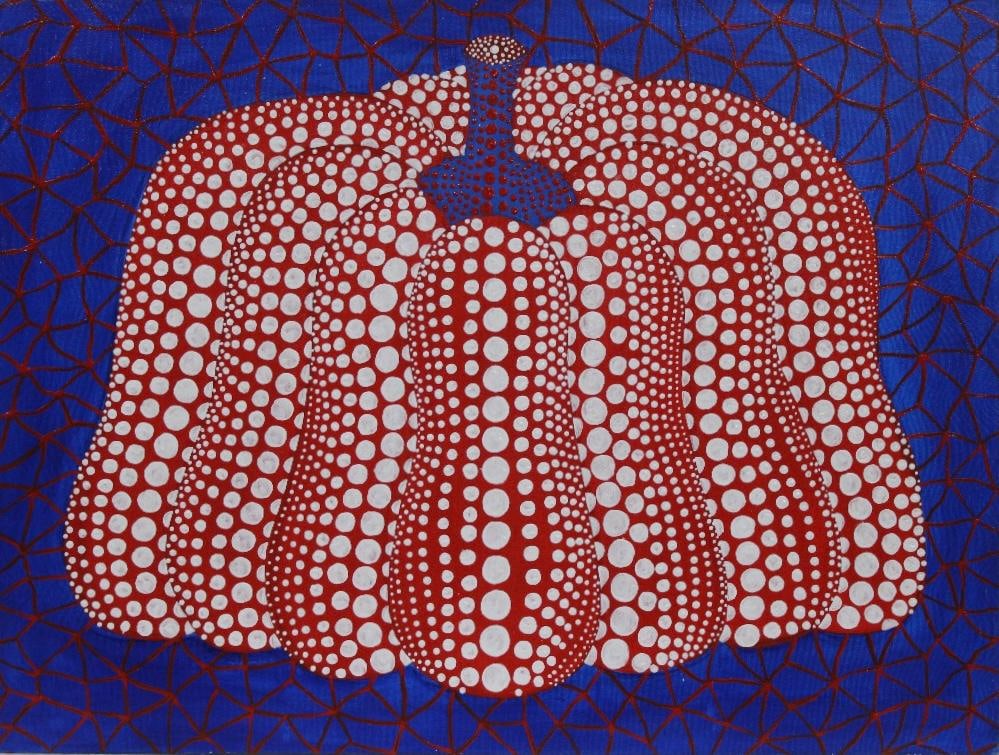 Yayoi Kusama Japonese, Acrylic on canvas in the style of Warhol, Cornell, Judd, Oldenburg (1 of 8)