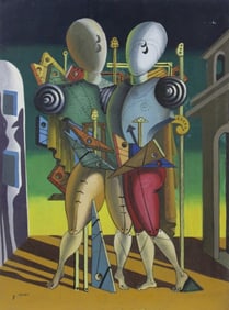 Giorgio de Chirico Italian 888-1978 Oil on Canvas in style of Carlo Carrà and Filippo De Pisis