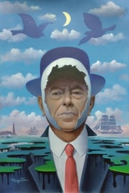 Rene Magritte Belgian 1898 - 1967 Untitled Oil on Canvas Painting in The Style of. Dali, Picasso Era