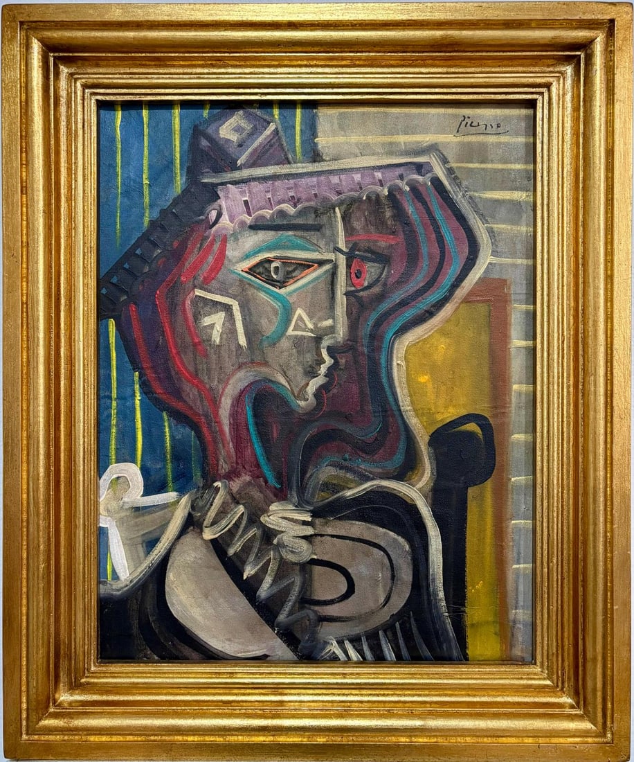 Pablo Picasso Spanish 1881-1973 Oil on Canvas in the style of . Dali,Magritte,Chagall & Picasso Era