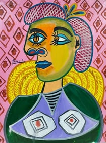 Pablo Picasso Spanish 1881-1973 Oil on Canvas in the style of . Dali,Magritte,Chagall & Picasso Era