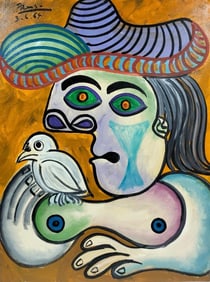 Pablo Picasso Spanish 1881-1973 Oil on Canvas in the style of . Dali,Magritte,Chagall & Picasso Era