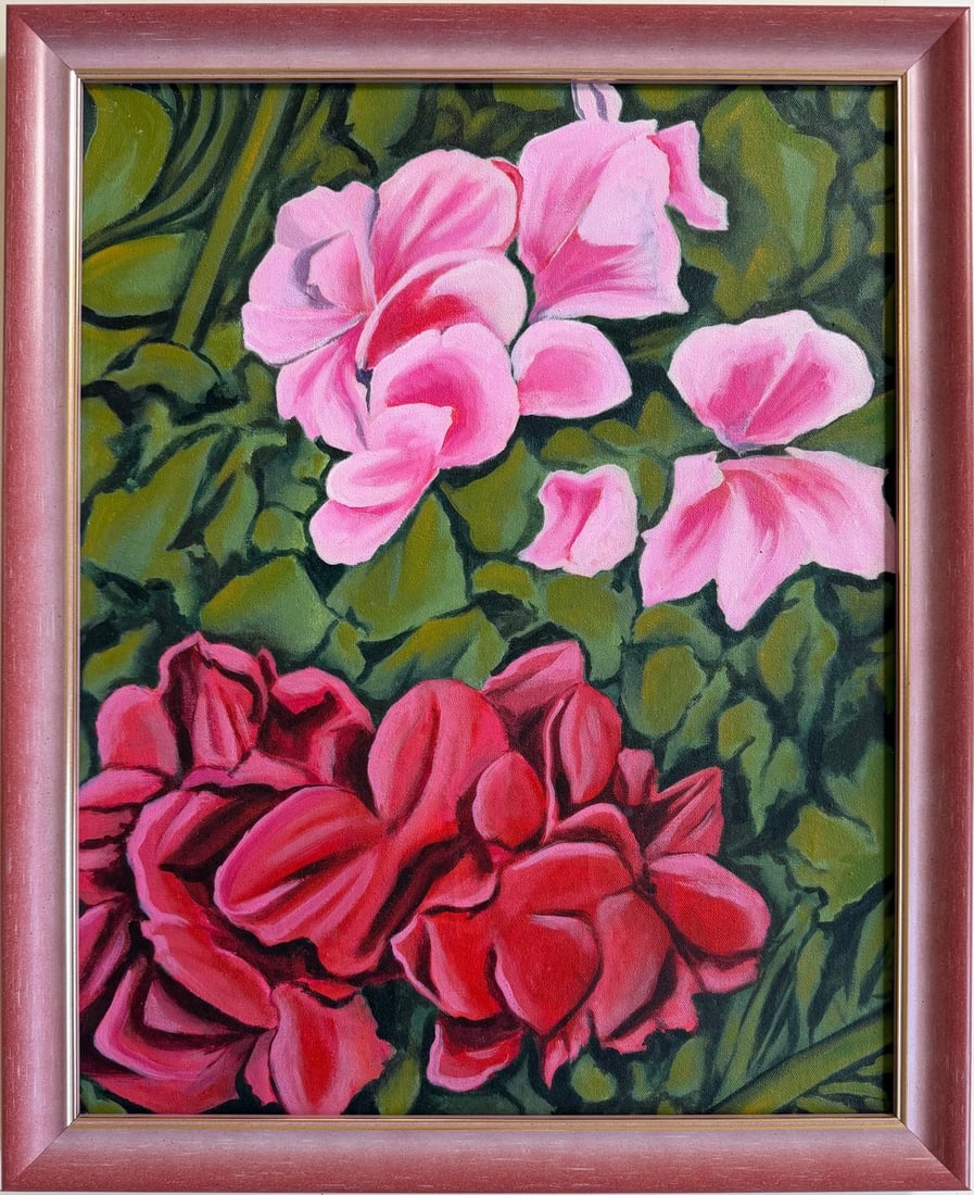 Georgia O'Keeffe American Oil On Canvas Painting in the style of. Pollock & O'Keeffe. Abstract Era: Title: Petals in Contrast Technique: Oil on canvas Measures: 19 x 16 in Year: 1941Condition: GoodProvenance: Acquired in 1943 by Elise Durant, Santa Fe. By descent to her grandson Michael Durant in 19