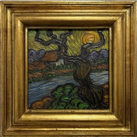 Vincent Van Gogh Dutch 1853-1890 Oil on Canvas painting in the style of . Gaugin Monet, Degas Period
