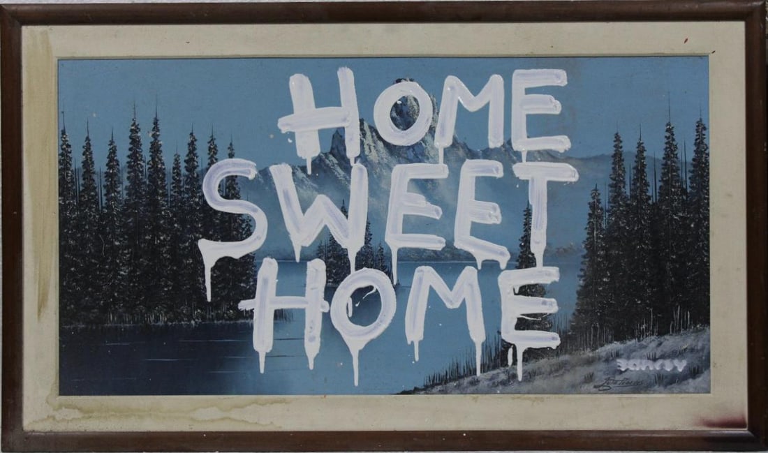 Banksy British b. 1974, Oil on Canvas in the style of Street Pop-Surrealism Era (1 of 8)