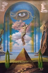 Salvador Dali Spanish 1904 - 1989 Oil on Canvas Painting in the style of. Picasso & Dali Surrealism