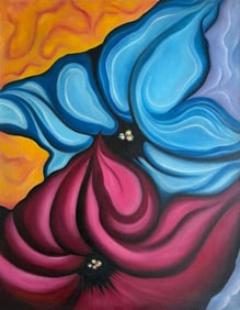 Georgia O'Keeffe American Oil On Canvas Painting in the style of. Pollock & O'Keeffe. Abstract Era