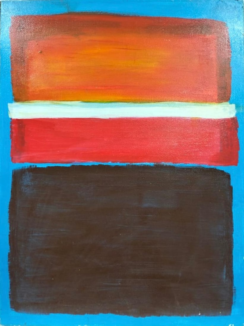 Mark Rothko American 1903 - 1970 Oil on Canvas painting In The Style of .Pollock Picasso Era: Title: Untitled Technique: Oil on Canvas Measures: 31 x 23 in Year: 1961 Condition: GoodProvenance: Private collection. Acquired in 1962 by Dr. Walter Granger, an American psychiatrist and early colle