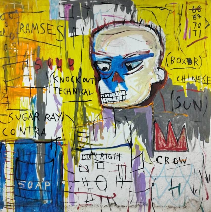 Jean-Michel Basquiat American (1960–1988) Acrylic on Canvas in the style of, Haring, Warhol Era (1 of 8)
