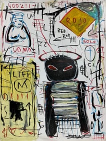 Jean-Michel Basquiat American (1960–1988) Acrylic on Canvas in the style of, Haring, Warhol Era