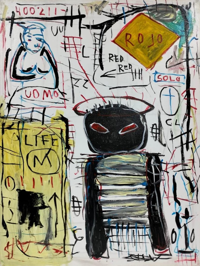 Jean-Michel Basquiat American (1960–1988) Acrylic on Canvas in the style of, Haring, Warhol Era (1 of 8)