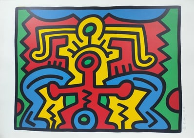 Keith Haring American 1958 - 1990 Silkscreen In The Style of. Warhol & Haring Pop Art Period.