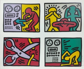 Keith Haring American 1958 - 1990 Silkscreen In The Style of. Warhol & Haring Pop Art Period.