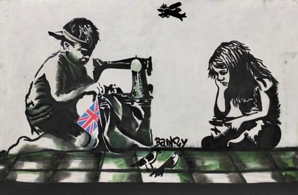 Banksy British b. 1974 Oil on Canvas in the style of Street Pop-Surrealism Era