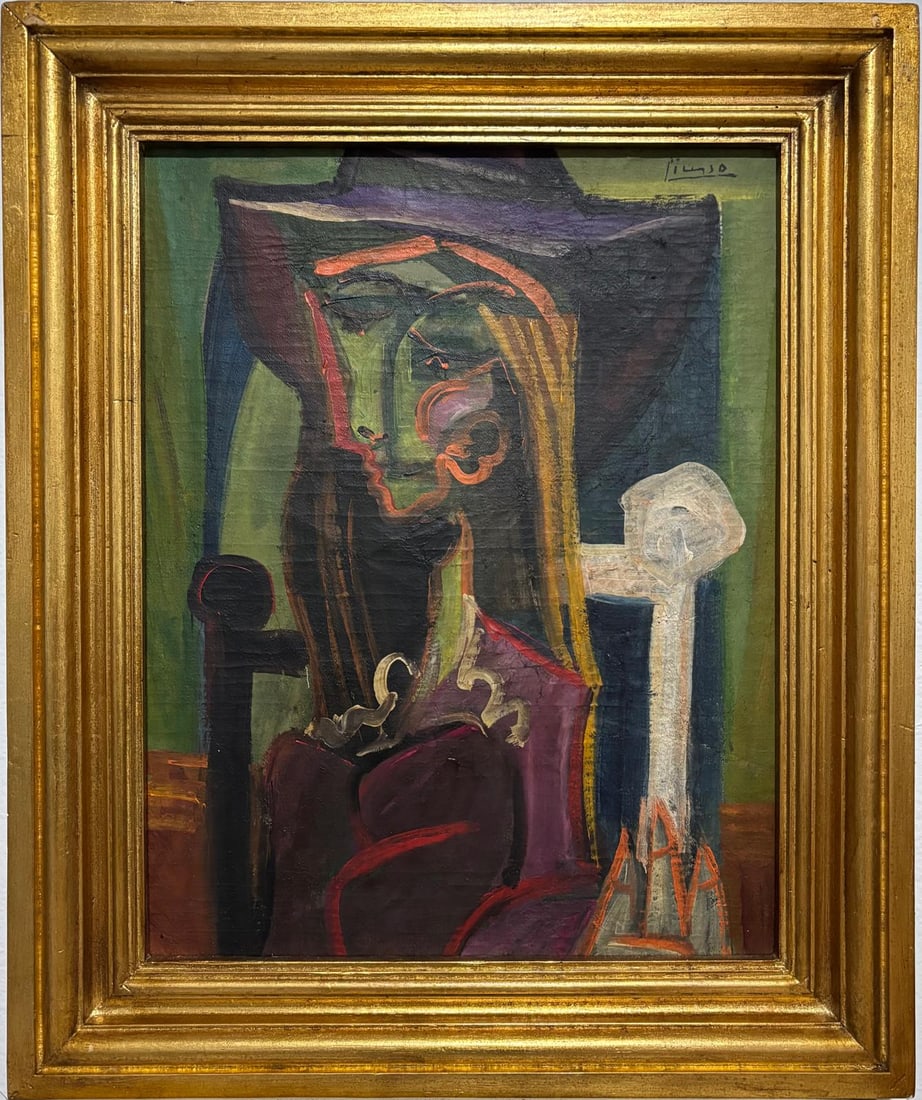 Pablo Picasso Spanish 1881-1973 Oil on Canvas in the style of . Dali,Magritte,Chagall & Picasso Era
