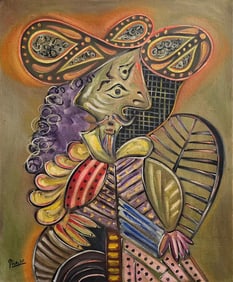 Pablo Picasso Spanish 1881-1973 Oil on Canvas in the style of . Dali,Magritte,Chagall & Picasso Era