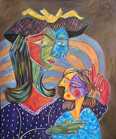 Pablo Picasso Spanish 1881-1973 Oil on Canvas in the style of . Dali,Magritte,Chagall & Picasso Era