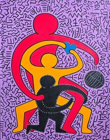 Keith Haring American 1958 - 1990 Acrylic/Canvas In The Style of. Warhol & Haring Pop Art Period.