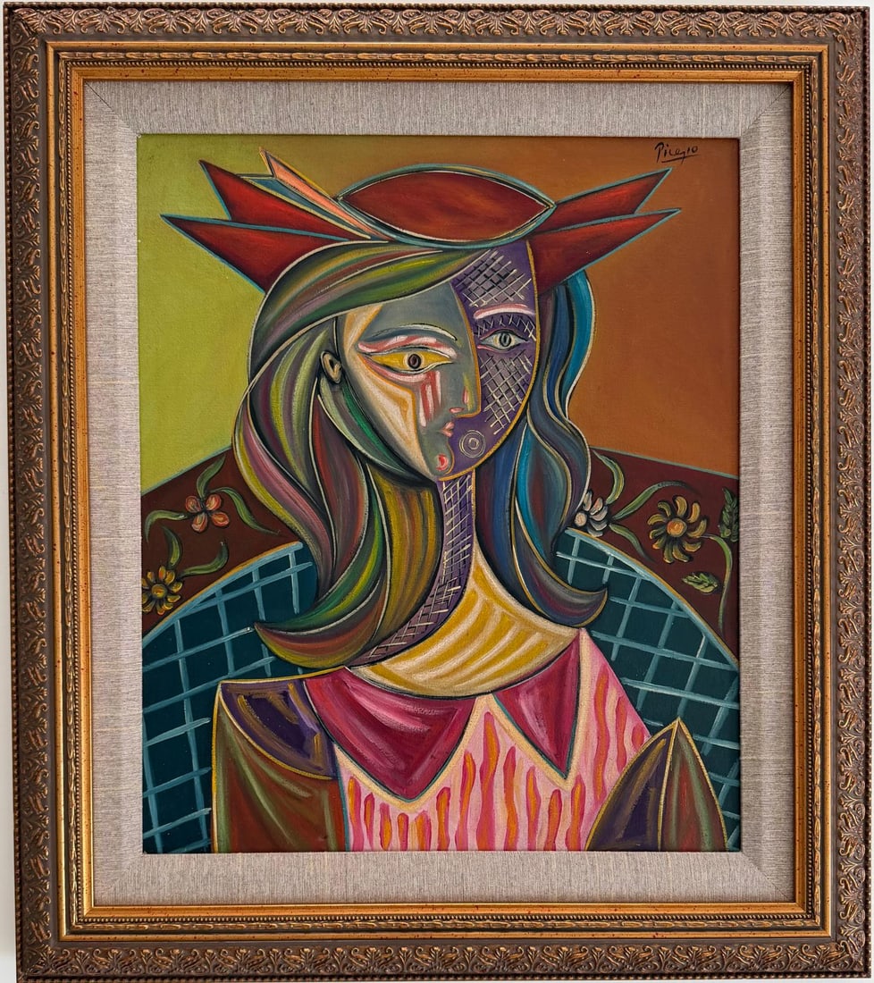 Pablo Picasso Spanish 1881-1973 Oil on Canvas in the style of . Dali,Magritte,Chagall & Picasso Era