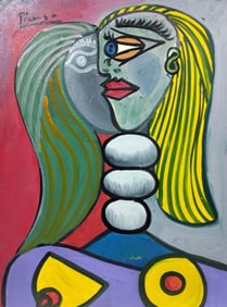 Pablo Picasso Spanish 1881-1973 Oil on Canvas in the style of . Dali,Magritte,Chagall & Picasso Era