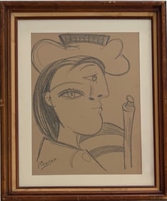 Pablo Picasso Spanish 1881-1973 Crayon on paper in the style of.Dali,Magritte,Chagall & Picasso Era