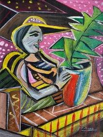 Pablo Picasso Spanish 1881-1973 Oil on Canvas in the style of.Dali,Magritte,Chagall & Picasso Era