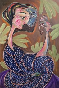 Pablo Picasso Spanish 1881-1973 Oil on Canvas in the style of.Dali,Magritte,Chagall & Picasso Era