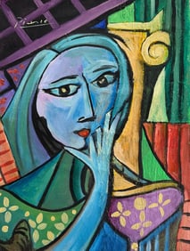 Pablo Picasso Spanish 1881-1973 Oil on Canvas in the style of.Dali,Magritte,Chagall & Picasso Era