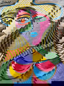 Pablo Picasso Spanish 1881-1973 Oil on Canvas in the style of.Dali,Magritte,Chagall & Picasso Era: Item DetailsDescription Item DetailsDescription Title: Buste de femme Technique: Oil on Canvas Measures: 31.5 x 23.5 in Year: 1938 Condition: Good . Provenance: Private collection. Initially acquired