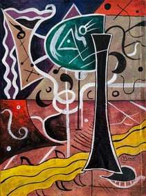 Joan Miro Spanish 1893 - 1983 Oil on Canvas in the style of. Dali, Picasso, Magritte, Chagall Era