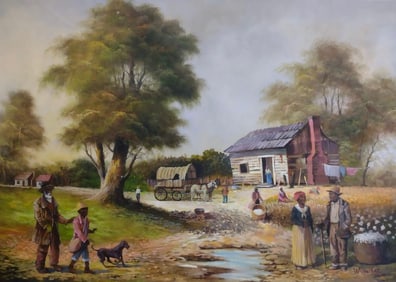 Aiken Walker American 1839-1921 Oil on canvas painting in the style of . Modigliani , Klee , Vincent