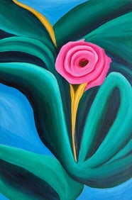 Georgia O'Keeffe American Oil On Canvas Painting in the style of. Pollock & O'Keeffe. Abstract Era