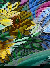 Georgia O'Keeffe American Oil On Canvas Painting in the style of. Pollock & O'Keeffe. Abstract Era: Title: Untitle Technique: Oil on canvas Measures: 15 x 11 inches Year: Circa 1985 Condition: Good — surface stable and colors vibrant; minimal signs of aging or wear.Provenance: Private collection o