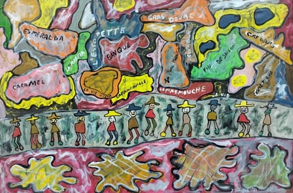 Jean Dubuffet French 1901 - 1985 Oil on Canvas in the style of .Picasso Magritte Dali Era.