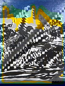 Fernand Leger French 1881-1955 oil on canvas in the style of . Picasso , Dali , Chagall Era: Item DetailsDescription Title: Les Travailleurs Technique: Oil on canvas Measures: 23 x 31 inches Year: 1933 Condition: Good — minor surface wear and age-consistent craquelure; paint layer remains s