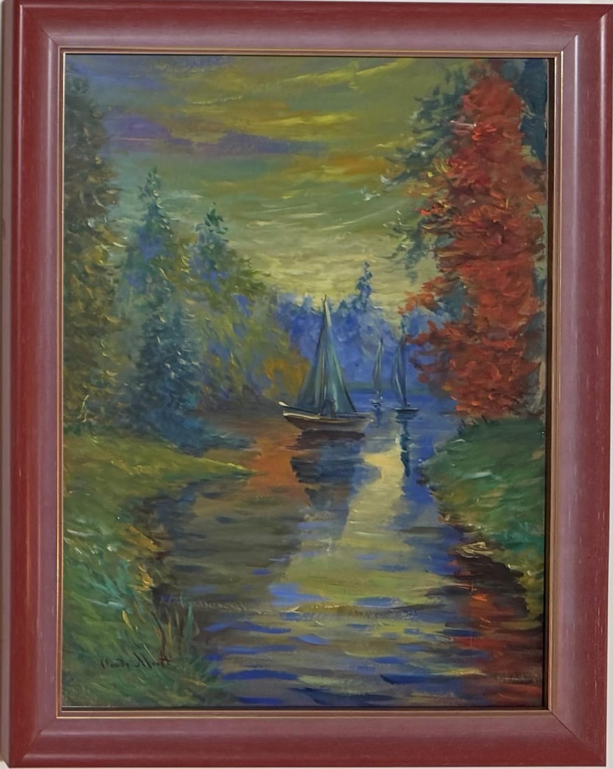 Claude Monet French 1840 - 1926 Watercolor on paper in the style of. Renoir Impressionist Era. (1 of 7)