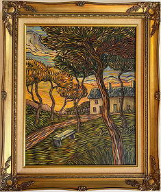Vincent Van Gogh Dutch 1853-1890 Oil on Canvas painting in the style of . Gaugin Monet, Degas Period: Title: Soirée au Jardin Provençal Technique: Oil on canvas Measures: 20 x 16 inches Year: Circa 1890 Condition: GoodProvenance:Private collection. First owned by Paul Deschamps, an art instructor fr