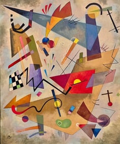 Wassily Kandinsky Russian 1866–1944, Oil on Canvas in the style of Mondrian, Malevich, Klee Era