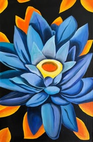 Georgia O’Keeffe, American (1887–1986) Oil on canvas, in the style of the Dali, Magritte Era